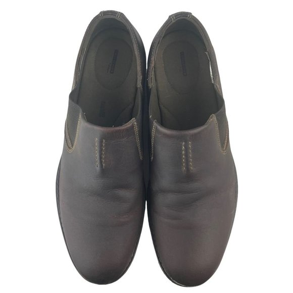 Clarks Mens J Hinman Step Slip-On Shoes Brown Leather Stretch Cushioned 9.5M - Picture 6 of 9